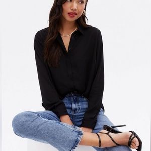 H&M Black Button Down Blouse